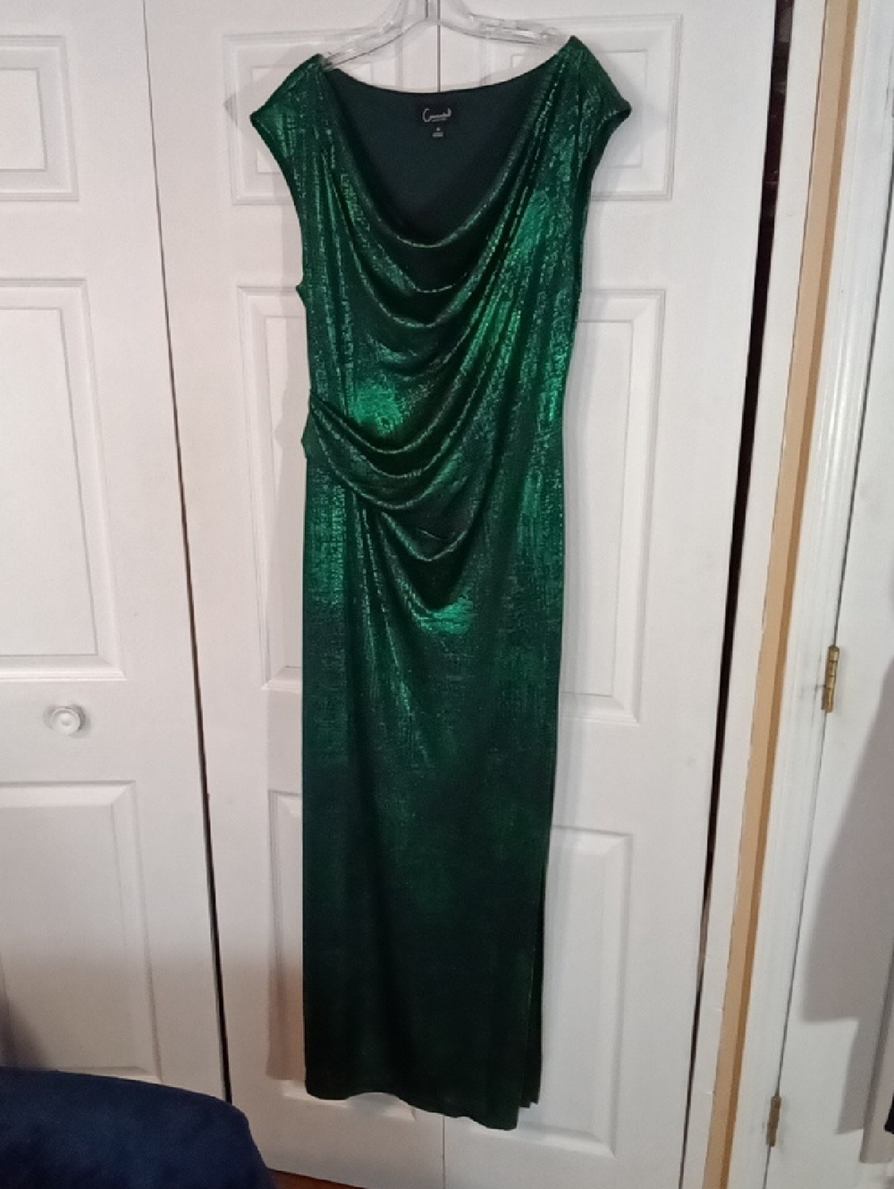 connected apparel Emerald Green Draped Maxi Dress